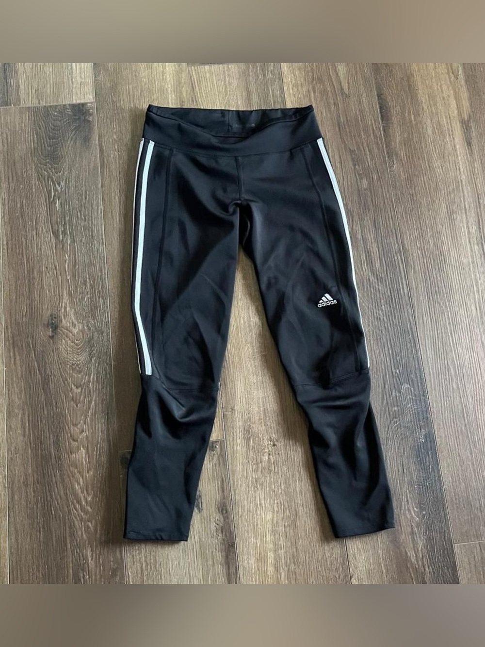 Adidas black with whitestriped calf 7/8 leggings